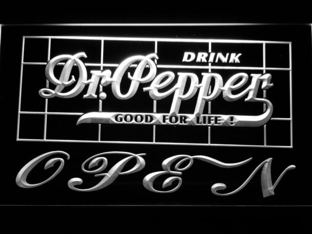 Dr Pepper Open LED Neon Sign USB - White - TheLedHeroes