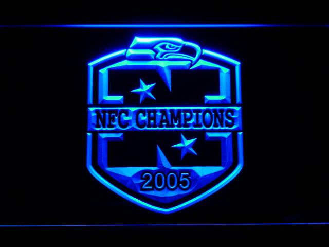 Seattle Seahawks 2005 NFC Champions LED Neon Sign USB - Blue - TheLedHeroes