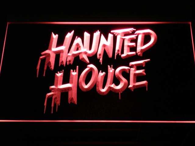 Haunted House LED Neon Sign USB - Red - TheLedHeroes