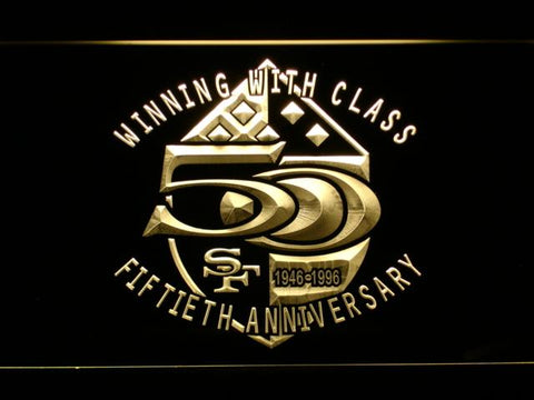 San Francisco 49ers 50th Anniversary LED Neon Sign USB - Yellow - TheLedHeroes