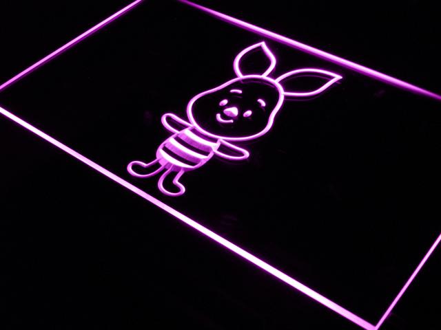 Disney Mini Piglet Winnie the Pooh LED Neon Sign USB - Purple - TheLedHeroes