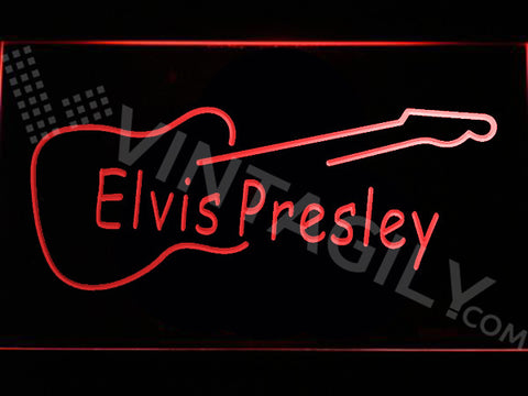 Elvis Presley Guitar LED Sign - Red - TheLedHeroes