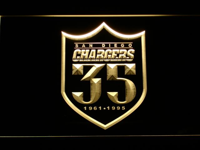 San Diego Chargers 35th Anniversary LED Neon Sign USB - Yellow - TheLedHeroes