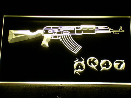 FREE AK-47 Assault Rifle LED Sign - Yellow - TheLedHeroes