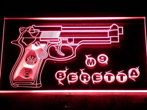 M9 Beretta LED Neon Sign Electrical - Red - TheLedHeroes