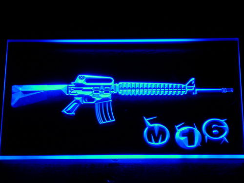 FREE M16 Assault Rifle LED Sign - Blue - TheLedHeroes