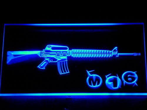 M16 Assault Rifle LED Neon Sign Electrical - Blue - TheLedHeroes