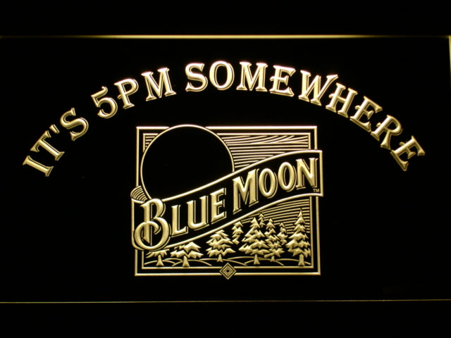 FREE Blue Moon It's 5pm Somewhere (2) LED Sign - Yellow - TheLedHeroes