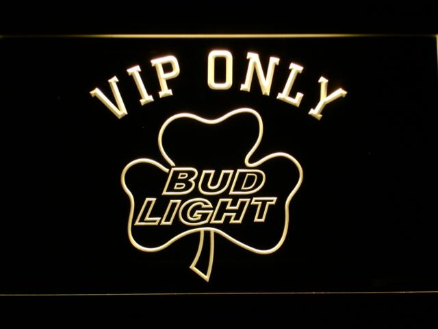 Bud Light Shamrock VIP Only LED Neon Sign USB - Yellow - TheLedHeroes