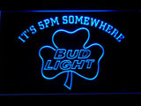 Bud Light Shamrock It's 5pm Somewhere LED Neon Sign Electrical - Blue - TheLedHeroes