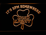 Bud Light Shamrock It's 5pm Somewhere LED Neon Sign Electrical - Orange - TheLedHeroes