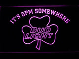 Bud Light Shamrock It's 5pm Somewhere LED Neon Sign Electrical - Purple - TheLedHeroes