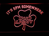 Bud Light Shamrock It's 5pm Somewhere LED Neon Sign Electrical - Red - TheLedHeroes