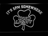 Bud Light Shamrock It's 5pm Somewhere LED Neon Sign USB - White - TheLedHeroes
