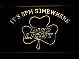 Bud Light Shamrock It's 5pm Somewhere LED Neon Sign USB - Yellow - TheLedHeroes