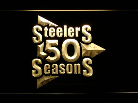 Pittsburgh Steelers 50th Anniversary LED Neon Sign Electrical - Yellow - TheLedHeroes