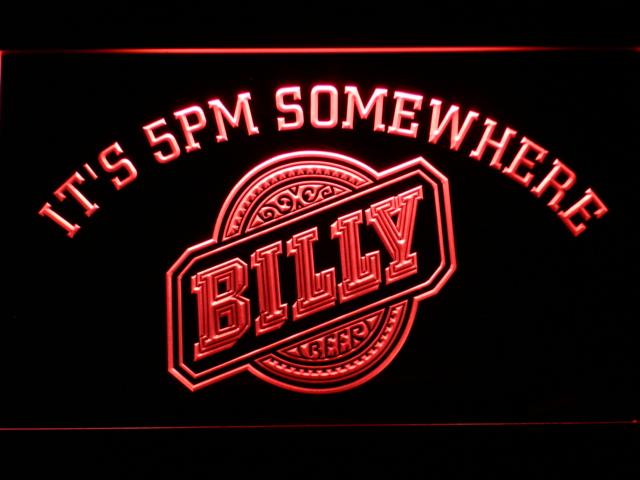 Billy It's 5pm Somewhere LED Neon Sign USB - Red - TheLedHeroes
