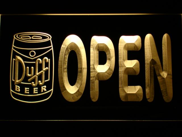 Duff Open (3) LED Neon Sign Electrical - Yellow - TheLedHeroes