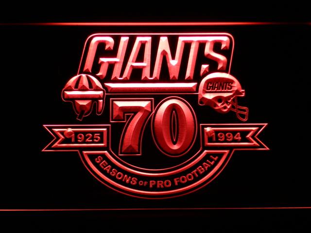 New York Giants 70th Anniversary LED Neon Sign USB - Red - TheLedHeroes