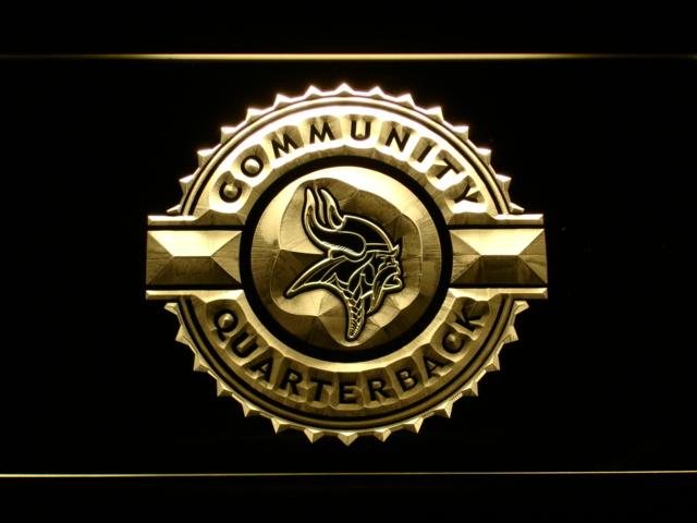 Minnesota Vikings Community Quarterback LED Neon Sign USB - Yellow - TheLedHeroes