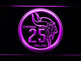 Minnesota Vikings 25th Anniversary LED Neon Sign USB - Purple - TheLedHeroes