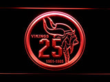 Minnesota Vikings 25th Anniversary LED Neon Sign USB - Red - TheLedHeroes