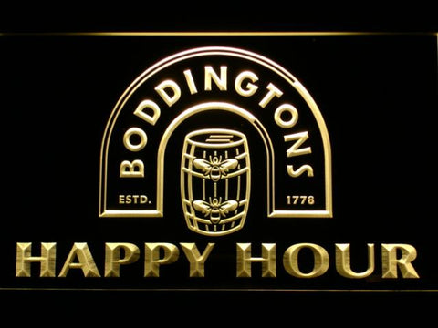 Boddingtons Happy Hour LED Neon Sign Electrical - Yellow - TheLedHeroes
