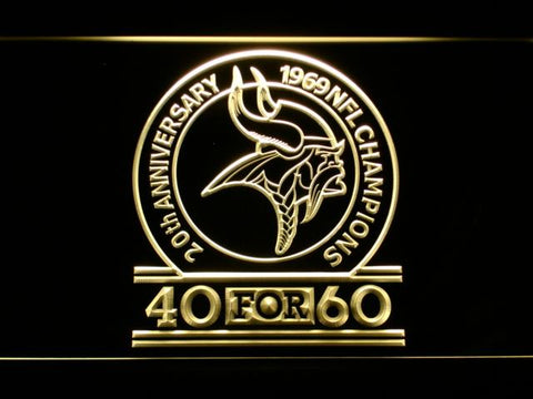 Minnesota Vikings 20th Anniversary LED Neon Sign Electrical - Yellow - TheLedHeroes