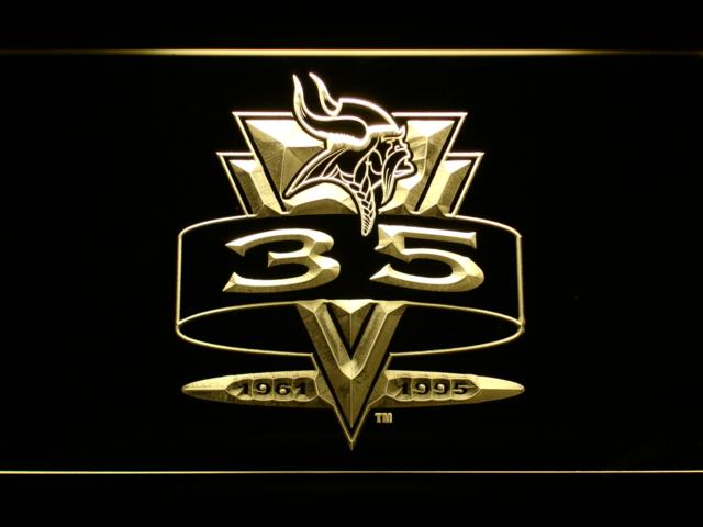 Minnesota Vikings 35th Anniversary LED Neon Sign USB - Yellow - TheLedHeroes