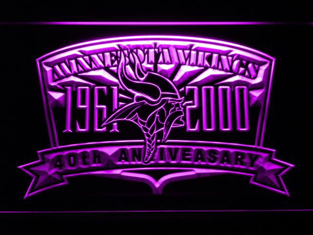 Minnesota Vikings 40th Anniversary LED Neon Sign Electrical - Purple - TheLedHeroes