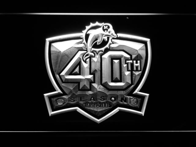 Miami Dolphins 40th Anniversary LED Neon Sign USB - White - TheLedHeroes