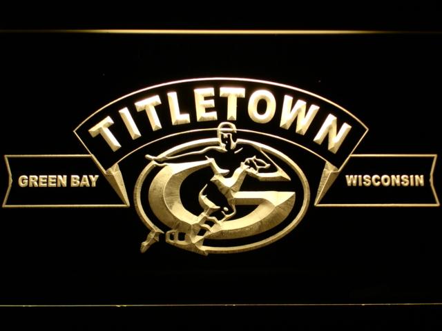 Green Bay Packers Titletown LED Neon Sign USB - Yellow - TheLedHeroes