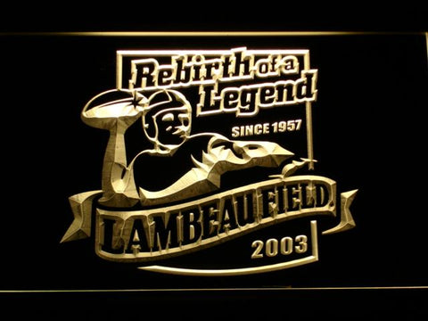 Green Bay Packers Lambeau Field (2) LED Neon Sign USB - Yellow - TheLedHeroes