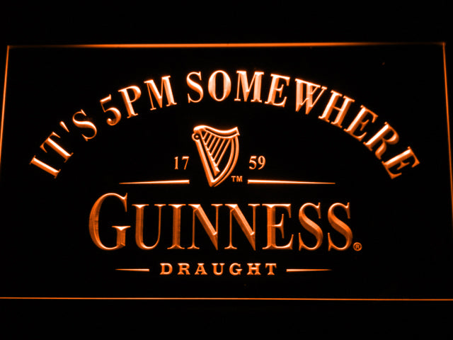 FREE Guinness Draught It's 5pm Somewhere LED Sign - Orange - TheLedHeroes