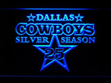 Dallas Cowboys Silver Season 25 LED Neon Sign USB - Blue - TheLedHeroes