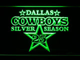 Dallas Cowboys Silver Season 25 LED Neon Sign USB - Green - TheLedHeroes
