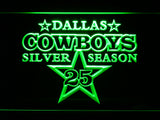 Dallas Cowboys Silver Season 25 LED Sign - Green - TheLedHeroes