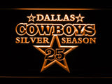 Dallas Cowboys Silver Season 25 LED Neon Sign USB - Orange - TheLedHeroes