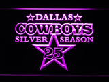 Dallas Cowboys Silver Season 25 LED Neon Sign USB - Purple - TheLedHeroes