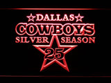 Dallas Cowboys Silver Season 25 LED Neon Sign USB - Red - TheLedHeroes