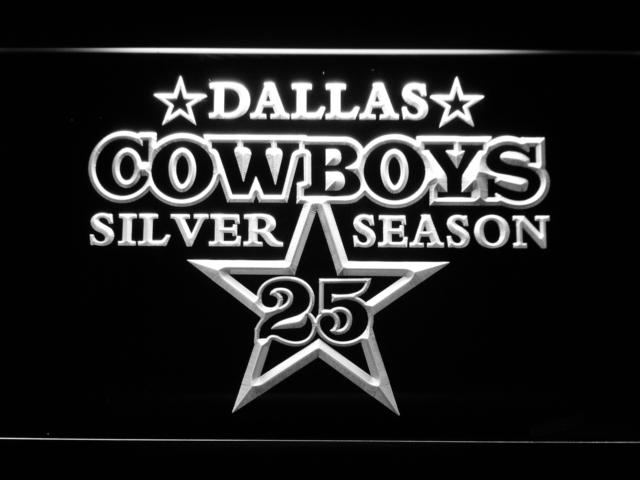 Dallas Cowboys Silver Season 25 LED Neon Sign USB - White - TheLedHeroes