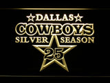 Dallas Cowboys Silver Season 25 LED Neon Sign USB - Yellow - TheLedHeroes