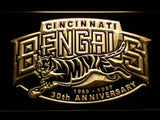 Cincinnati Bengals 30th Anniversary LED Neon Sign USB - Yellow - TheLedHeroes