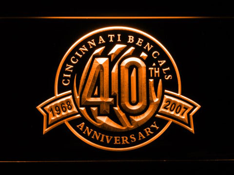 Cincinnati Bengals 40th Anniversary LED Neon Sign Electrical - Orange - TheLedHeroes