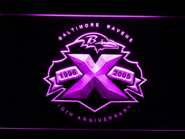 Baltimore Ravens 10th Anniversary LED Neon Sign USB - Purple - TheLedHeroes