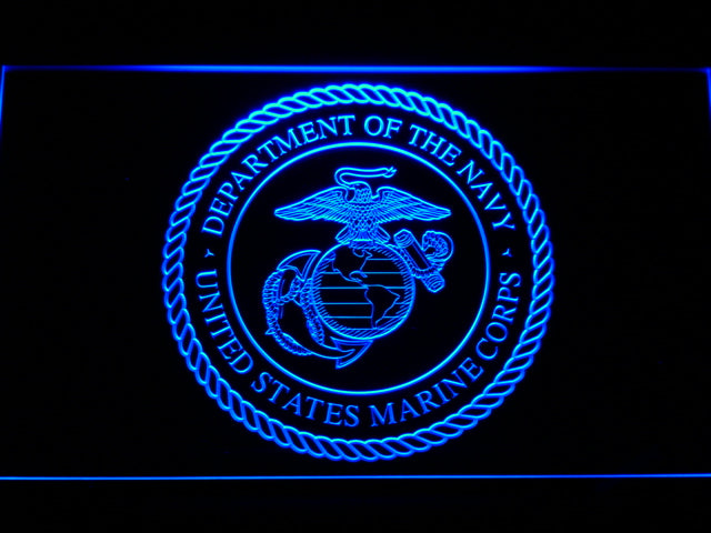FREE US Marine Corps Dept. Of Navy LED Sign - Blue - TheLedHeroes