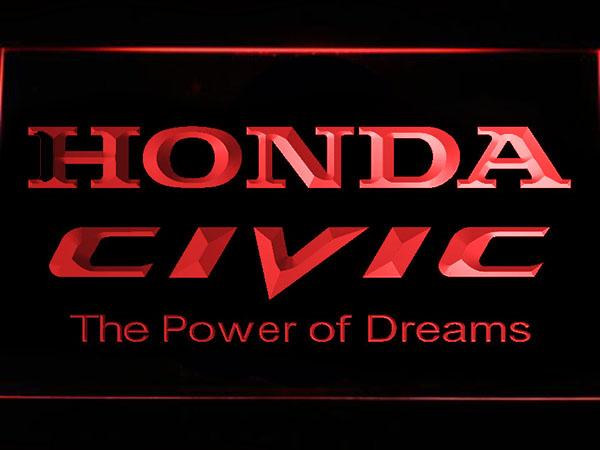 Honda Civic LED Neon Sign USB - Red - TheLedHeroes