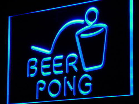 FREE Beer Pong Bar Pub Club Game LED Sign - Blue - TheLedHeroes