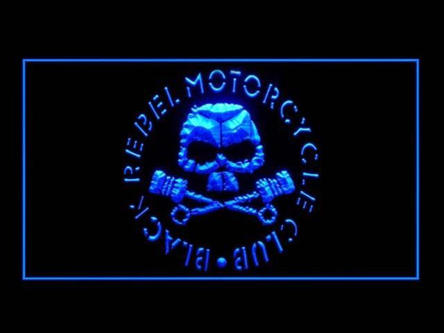 Black Rebel Motorcycle LED Neon Sign USB - Blue - TheLedHeroes
