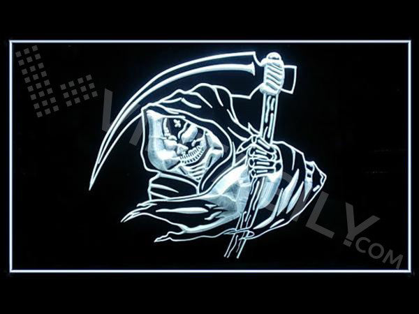 FREE Grim Reaper Skeleton Skull Gothic LED Sign - White - TheLedHeroes